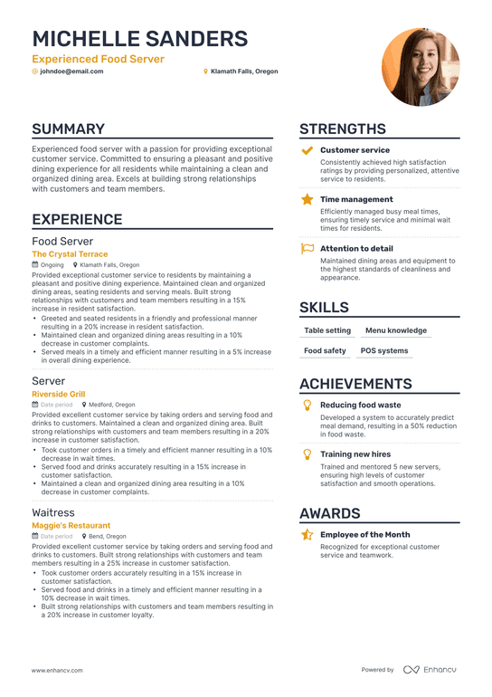 11 Server Resume Examples And Guide For 2023 0707